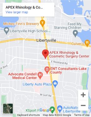 A map of APEX Rhinology & Cosmetic Surgery Center