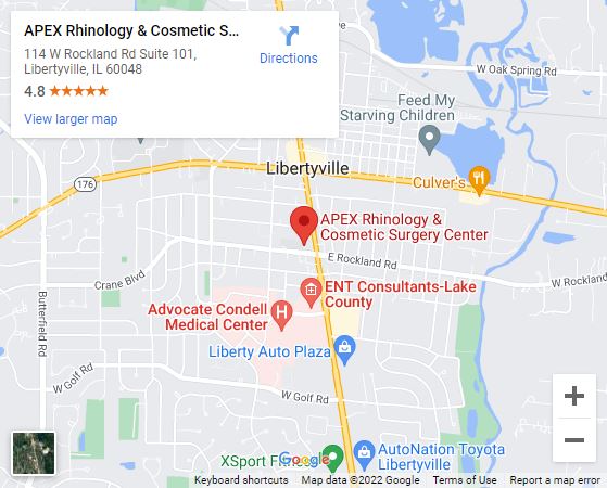 A map of APEX Rhinology & Cosmetic Surgery Center